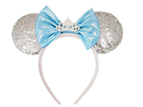 XINXIYAN Mouse Ears Headbands for Women Glitter Sequin Mouse Ears Bow Headband Birthday Party Princess Decoration (Silver)...
