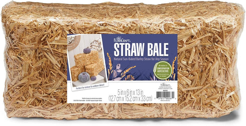 FloraCraft Decorative Straw Bale 5 Inch x 6 Inch x 13 Inch Natural...