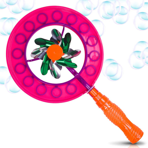 ArtCreativity Windmill Bubble Wand, 15.5 Inch Bubble Blower and Pinwheel Spinner for Kids with Solution in Handle, Outdoor Activity for Summer and...