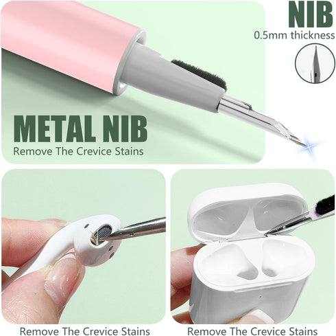 ?1 Pack? Cleaner Kit for AirPods Pro 1 2 3 Earbuds,Cleaning Kit Pen Shape with Soft Brush Flocking Sponge Tool for Bluetooth Earphones Headphones ...