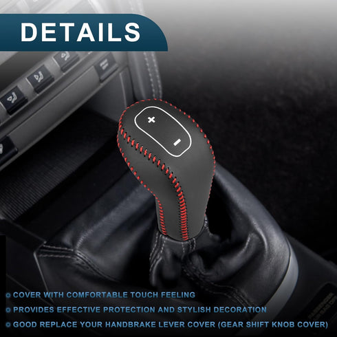 Gear Shift Knob Cover for Buick Encore 13-15 with Red Stitches Durable | Interior Transmission Shifter Boot Lever Cover Black Faux Leather 1 Pcs...