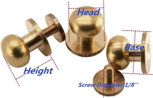Happy E-life 24 Pcs Head Button Brass Stud Screwback Screw Back Spots DIY for Purse Handbag(5/6/7/8/9/10mm)...