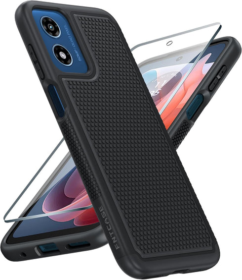FNTCASE for Motorola Moto G-Play-2024 Case: Dual Layer Protective Heavy Duty Cell Phone Cover Shockproof Rugged with Non Slip Textured Back - Mili...