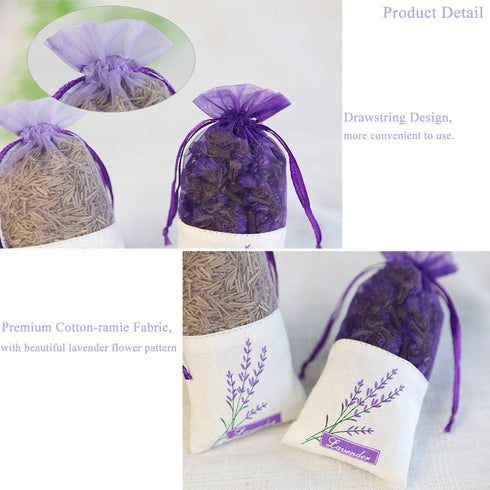 Sachet Empty Bags Linen Fabric Bags Organza Gauze Bags for Lavender, Spice and Herbs (24pcs Purple Drawstring Bag)...