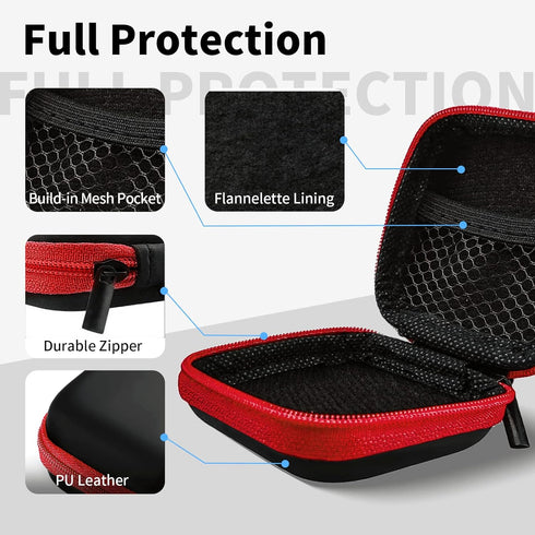 MOLOVA Square Earbud Case Portable EVA Carrying Case Storage Bag Cell Phone Accessories Organizer with Carabiner for Earphone, Earbud, Earpieces, ...