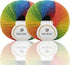 2 Skeins Rainbow Soft Yarn 100% Wool Gradient Multi Color Yarn for Crocheting Knit Total Length 180m×2(196yds×2,50g×2)-11......