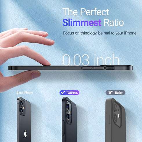 TORRAS Slim Fit Compatible for iPhone 12 Mini Case, Ultra-Thin Lightweight Full Protection Hard PC for iPhone 12 Mini Phone Case with Comfortable ...