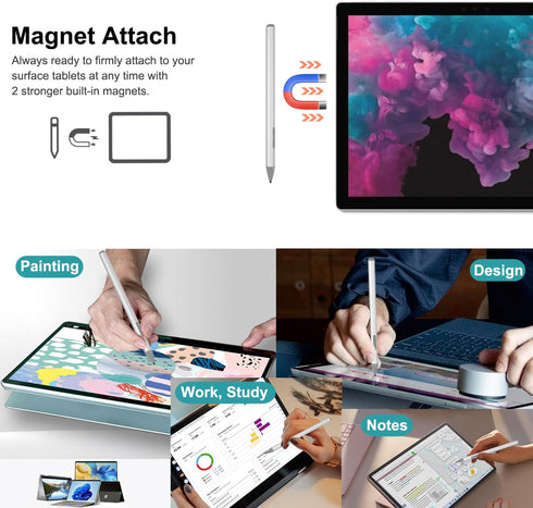 Stylus Pen for Microsoft Surface with 4096 Pressure,Fast Charge,Palm Rejection,Magnetic, Work for Surface 3,Surface Pro,Surface Go,Surface Laptop,...