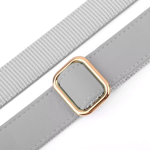 PET ARTIST Soft Leather Dog Collar and Leash Set, Bright & Solid Nylon Grey Dog Collar with Quick Release Metal Buckle, Comfy & Stylish 5FT Dog Le...