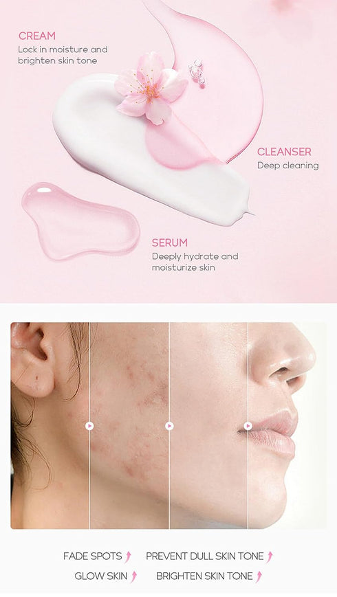 Skin Daily Skincare Set Gentle Skin Cleaning & Care Teenage Girls and Women Gift Set Includes Cleanser Serum Essence Eye Cream (4PCS)...