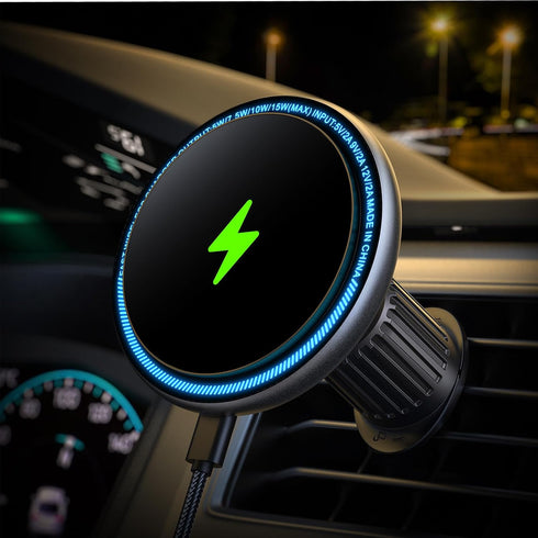 Magsafe Car Mount Charger, 15W Fast Charging LED Magnetic Wireless Car Charger, Air Vent Phone Holders for Your Car Magsafe Car Phone Holder for i...