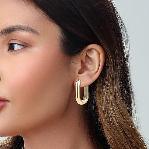 14K Gold Hoop Earrings for Women, Hypoallergenic Chunky Gold Hoop Earrings Multipack, Lightweight Twisted Huggie Hoops Earring Set Jewelry for Gif...
