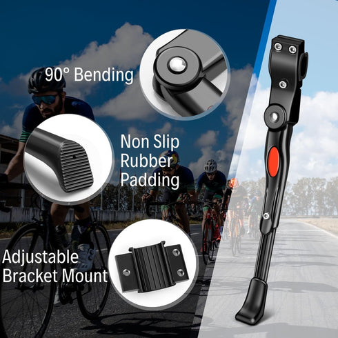 Flexzion Bike Kickstand Bicycle Road Mountain Cycling Rear Mount Side Stand Aluminum Adjustable Alloy Replacement Kickstand for Mountain Bike Fits...