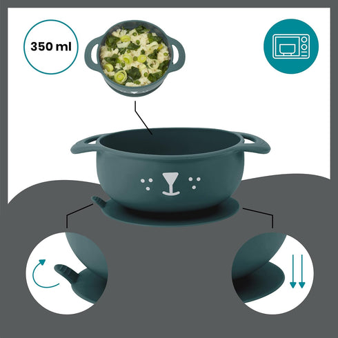 Babymoov TAST'ISY Baby Feeding Set, BPA-Free Certified Non Toxic Silicone Suction Bowl and Spoon (MICROWAVE & DISHWASHER SAFE)...