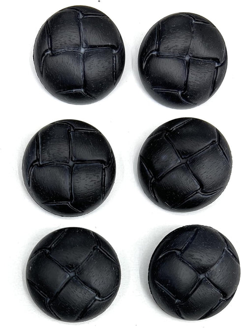 6-1-1/16 '' Faux Leather Black Buttons Sets Folded Design,-Ideal Leather Replacement Button Set for Your Favorite Harris Tweed, Camel-Hair, Cashme...