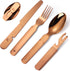 Camping Silverware Copper/Rose Gold Flatware Stainless Steel Eating Utensils Set Travel Portable Knife Fork Spoon Bottle Opener 4 Pieces Multi-fun...