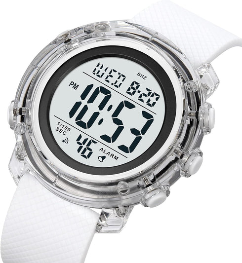 Watches for Men Multifunctional Waterproof Watch LED Digital Watch Transparent Case Silicone Strap Sports Watch...