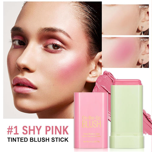 Cream Blush Stick, Monochromatic Blush Beauty Wand for Cheek and Lip Tint with Long Lasting Hydrating Formula, Multi-use Makeup Stick for Blends P...