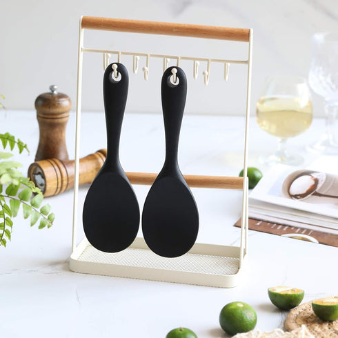 Silicone Rice Paddle Spoon Set of 2,Non Stick Heat Resistant Kitchen Gadge Rice Spoon,Rice Scooper,Rice Spatula,Rice Spoon Paddle,Rice Cooker Spoo...