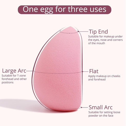 BEAKEY Flat Duo Makeup Sponge of 6, Super Soft 0 Latex Blending Sponge for Flawless Application - Liquid, Cream, Powder, Patented Design,Pink...