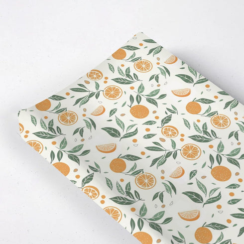 Summer Oranges Leaves Changing Pad Cover, Oranges Fruits Prints Baby Nursery Diaper Changing Table Pad Cover, Unisex Oranges Pattern Diaper Changi...