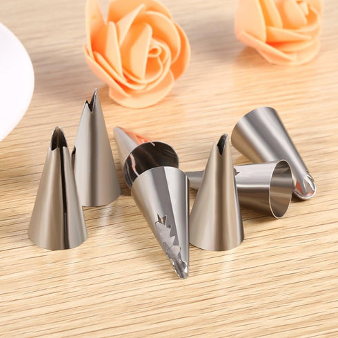 7Pcs Cake Decorating Icing Piping Nozzles Set Stainless Steel Cream Icing Piping Tips DIY Pastry Fondant Baking Tool Cake Decorating Supplies...