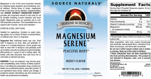 Source Naturals Serene Science Magnesium Serene Berry Flavored, Peaceful Body, 9 Ounces...