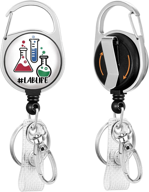 LAB LIFE Medical Badge Reel Retractable Heavy Duty with 360°Swivel Carabiner Clip, Laboratory Science ID Badge Holder Retractable, Nurse Teacher I...