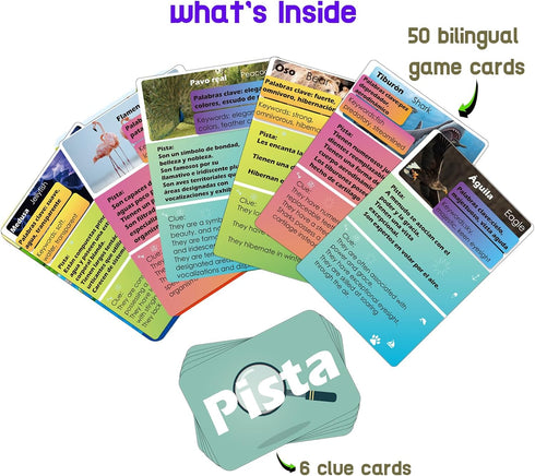 Spanish Animal Guessing Card Games for Kids | Fun Educational Family Activities | Bilingual Stocking Stuffer, Travel Friendly Learning Board Games...