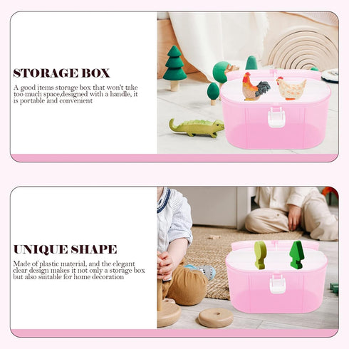 YARNOW Clear Double Layer Plastic Storage Box, 6. 9 x 4. 9 Inch Portable Handled Storage Case, Multipurpose Organizer with Removable Tray for Stat...