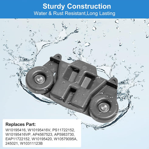 Upgraded W10195416V W10195416 Dishwasher Wheels Lower Rack for Kitchenaid Dishwasher Rack Wheels Whirlpool Maytag Kenmore Dishwasher Rack Parts AP...