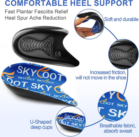 Skyfoot Heel Cups for Achilles Tendonitis, Heel Bone Spurs, Orthotic Inserts for Achilles Tendon Support, Heel Cushions for Heel Pain Relief for W...