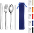 Kyraton Portable Flatware, Reusable Camping Flatware, Bento Box Flatware, Silverware For School/Work/Office/Outdoor, Dishwasher Safe, Set of 4 Pie...