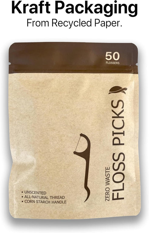Sea Turtle Dental Floss Picks - (200 Pack Unflavored) - Corn Starch Handle - Thin Thread Tooth Flossers for Adults & Kids...