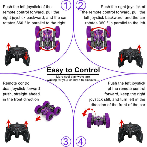 RC Stunt Cars Remote Control Car,Double-Sided Driving 360-Degree Flips Rotating Car Toy with Headlights,4 Wheel Drive Drifting Stunts Toy for Boys...