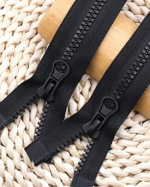 Wavebeexs 28 Inch Jacket Zipper, #5 Zipper for Jacket (3 Piece), Black Plastic Coat Zippers Replacement, Separating Zipper for Coat, Down Jacket, ...