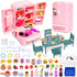 Dollhouse Mini Toy Fridge Green Table Dining with Mini Food Play Refrigerator for Kids Kitchen Furniture Fruits Vegetable Drink Milk Desserts for ...