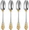 KEAWELL Luxury Dinner Spoon, Set of 4, 18/10 Stainless Steel Tablespoons, Silverware Spoon Set, Mirror Polished, 7.8 Inches (Gold Accent)...