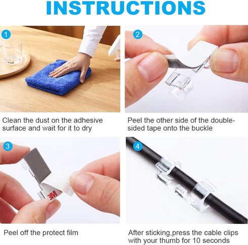 120Pcs Self Adhesive Transparent Cable Clips Wire Holder Sticky Heavy Duty Cable Clips Tidy and Organizer Drop Cord Management for TV PC Laptop Et...