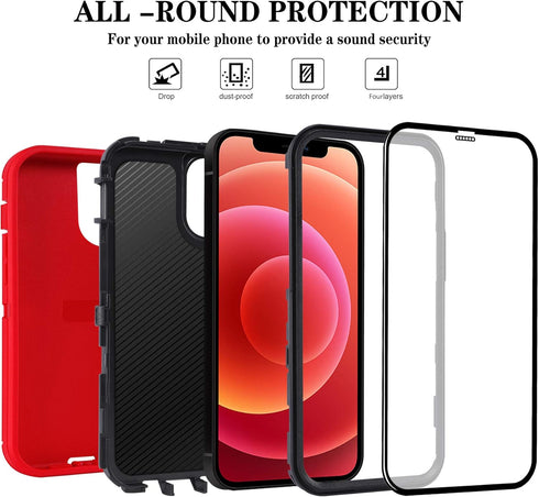 for iPhone 12/for iPhone 12 Pro Case 6.1" with 2 Screen Protector,Full Body Rugged Heavy Duty Military Grade Cover,Shockproof/Drop Proof Protectio...