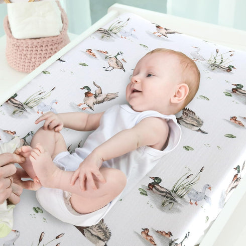 LifeTree Muslin Changing Pad Cover for Baby Girls Boys, 70% Viscose from Bamboo and 30% Cotton Natural Comfort Diaper Change Table Pad Covers, Sof...