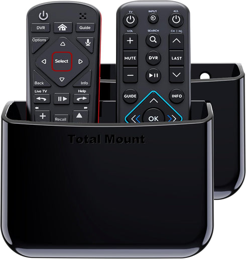 TotalMount Universal Remote Control Holder – Attaches to Wall or Back of TV – Compatible with All TV Remotes (Premium Black, Large Two Pack)...
