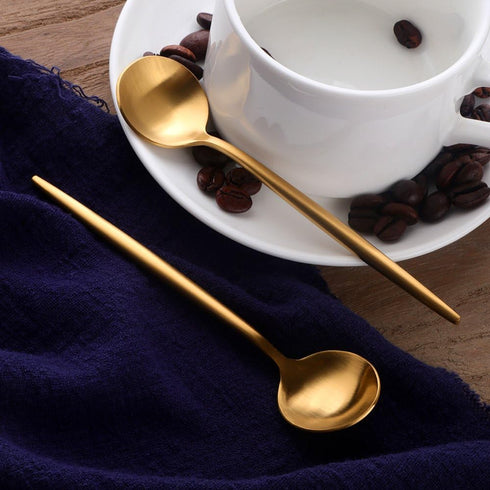 BUY&USE 12 PCS Modern Stainless Steel Espresso Coffee Spoons, 5 Inch Reusable Teaspoon, Popular Dinnerware Flatware Set, Widely Use on Home, Resta...