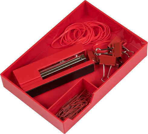 JAM Paper Stackable Half Desk Trays - Red - Office & Desk Supply Organizer Top Tray - Sold Individually...