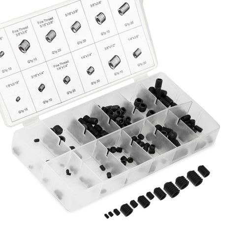 NEIKO 50484A Internal Hex Allen Set Screw Assortment Kit, Coarse and Fine Thread Screws with Full-Steel Construction, 200-Piece Set...