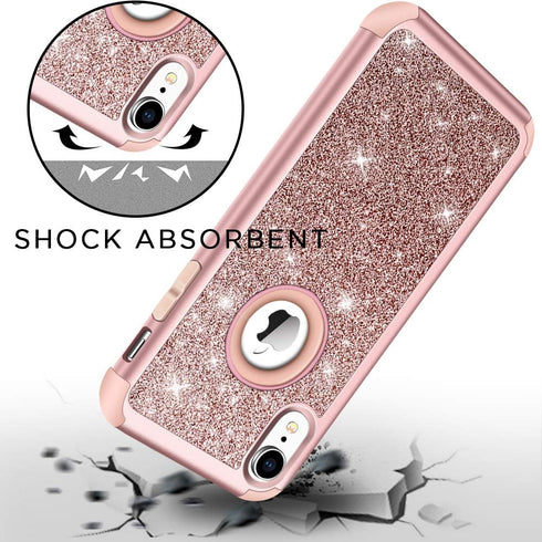 Hython Compatible with iPhone XR Case, Heavy Duty Full-Body Defender Protective Bling Glitter Sparkle Hard Shell Armor Hybrid Shockproof Silicone ...