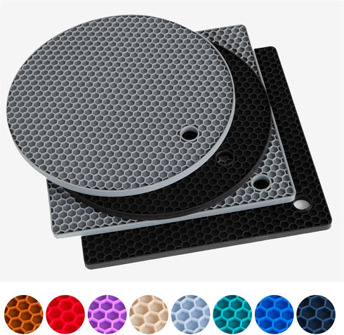 Silicone Trivets for Hot Pots and Pans - Pot Holders for Kitchen Heat Resistant Clearance, Kitchen Hot Pads for Countertops, Heat Mats for Kitchen...