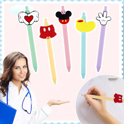 NKM 5Pcs Mickey Pens, Cute Cartoon Pure Color Simplicity Black Ink Ballpoint Pens for Students Men Women Workers School Office Supplies...