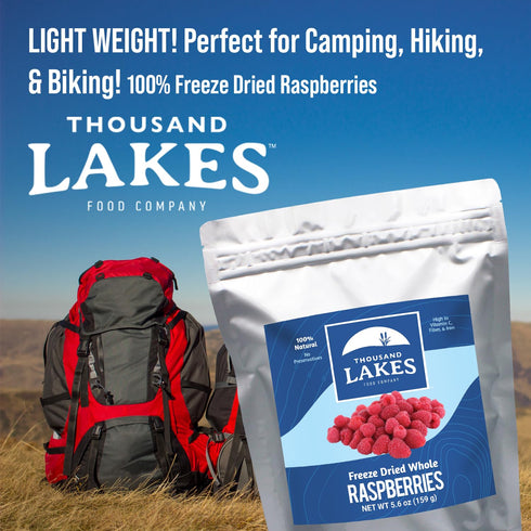 Thousand Lakes Freeze Dried Fruit - Raspberries 1.2 ounces | No Sugar Added | 100% Whole Raspberries...
