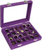 Velvet Jewelry Box 24 Grid Jewelry Ring Display Organiser Box Tray Holder Earrings Storage Case for Girls Wife Mom Women (Purple)...